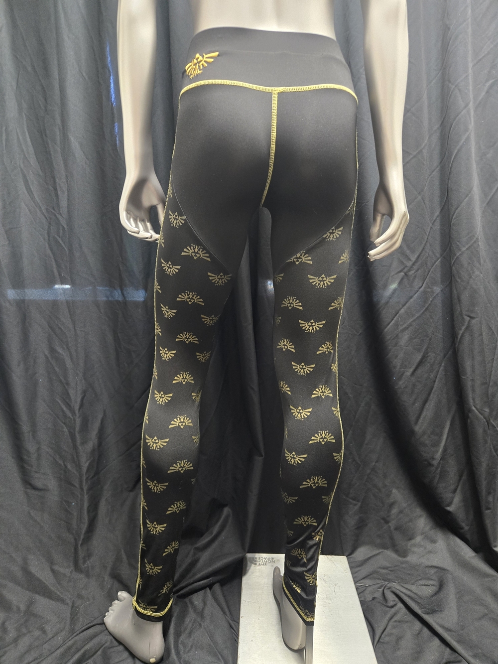 Black Active Leggings with Yellow Contrast Stitching